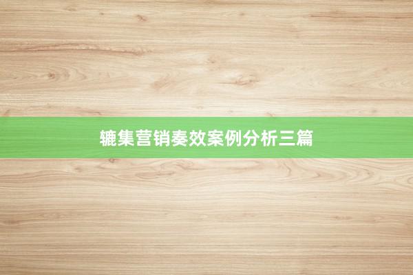 辘集营销奏效案例分析三篇
